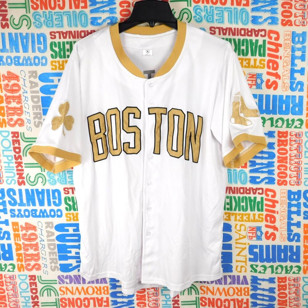 Boston Red Sox Celtics Banner 18 Championship Promo Jersey 2024 Size M Gold Trim